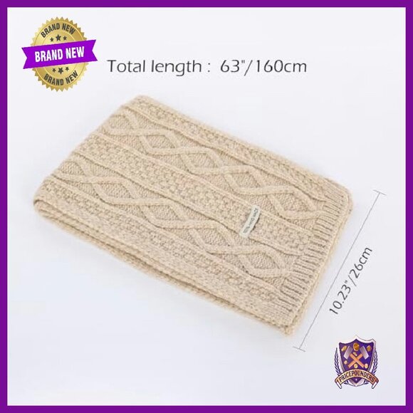 Chunky Cable Knit Winter Scarf - Extra Long Warm Wrap for Cold Weather - Picture 6 of 8